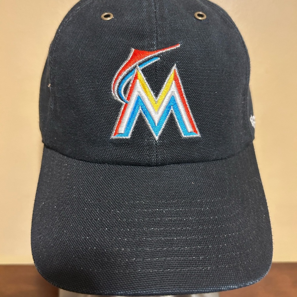 Miami Marlins Carhartt x '47 Clean Up Hat Duck Cloth Black OSFM NEW SAMPLE